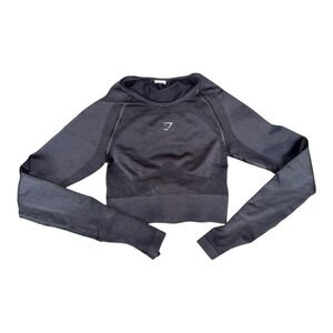 Gymshark black long‎ sleeve crop top open back size XS